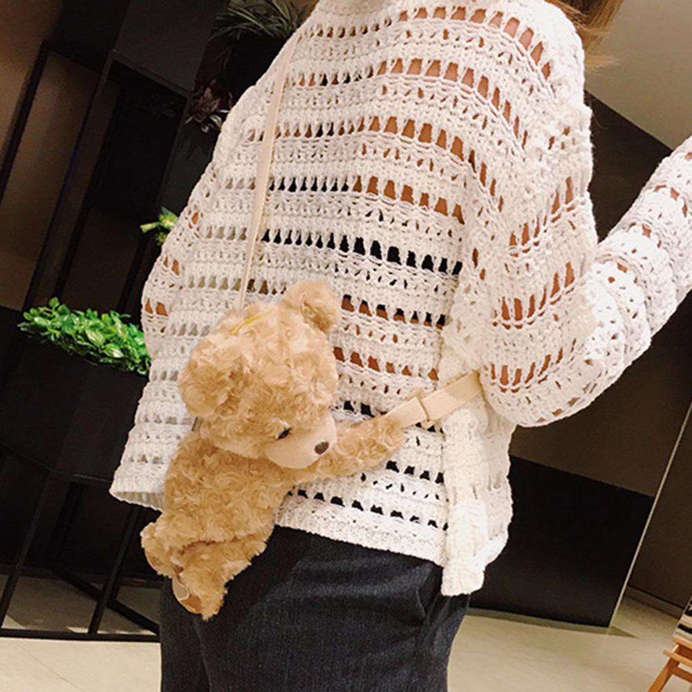 Túi xách đeo vai hình chú gấu nhồi bông đáng yêu cho nữ