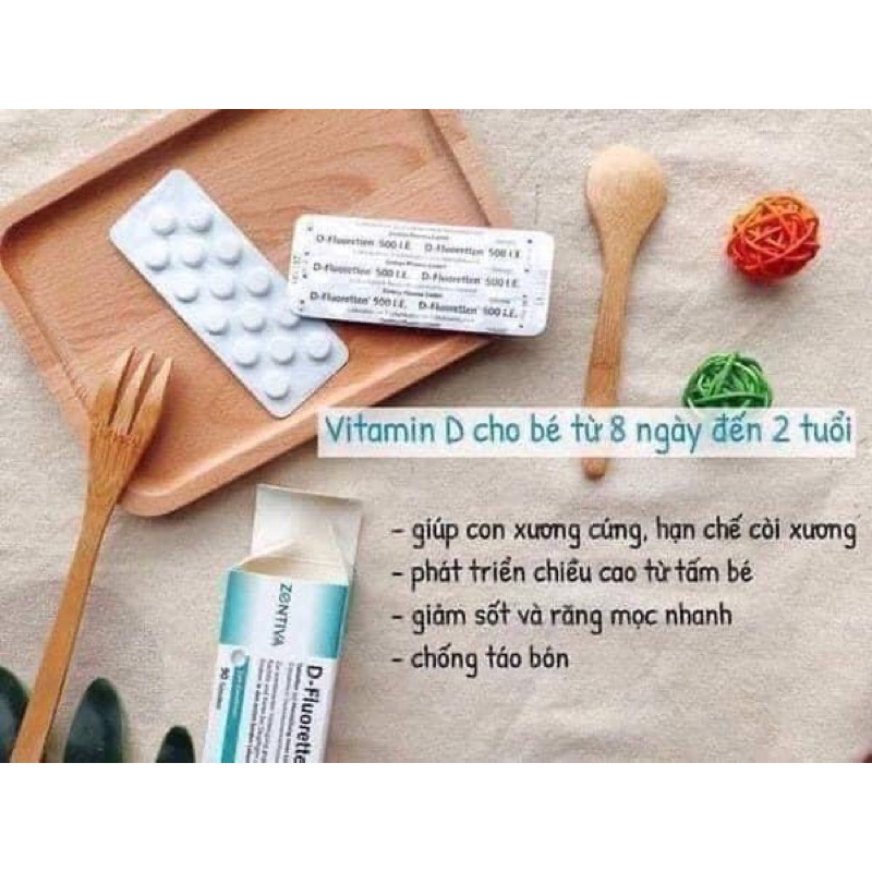 Vitamin d Fluoretten 500 IE, bổ sung D3 flouetten 90 viên
