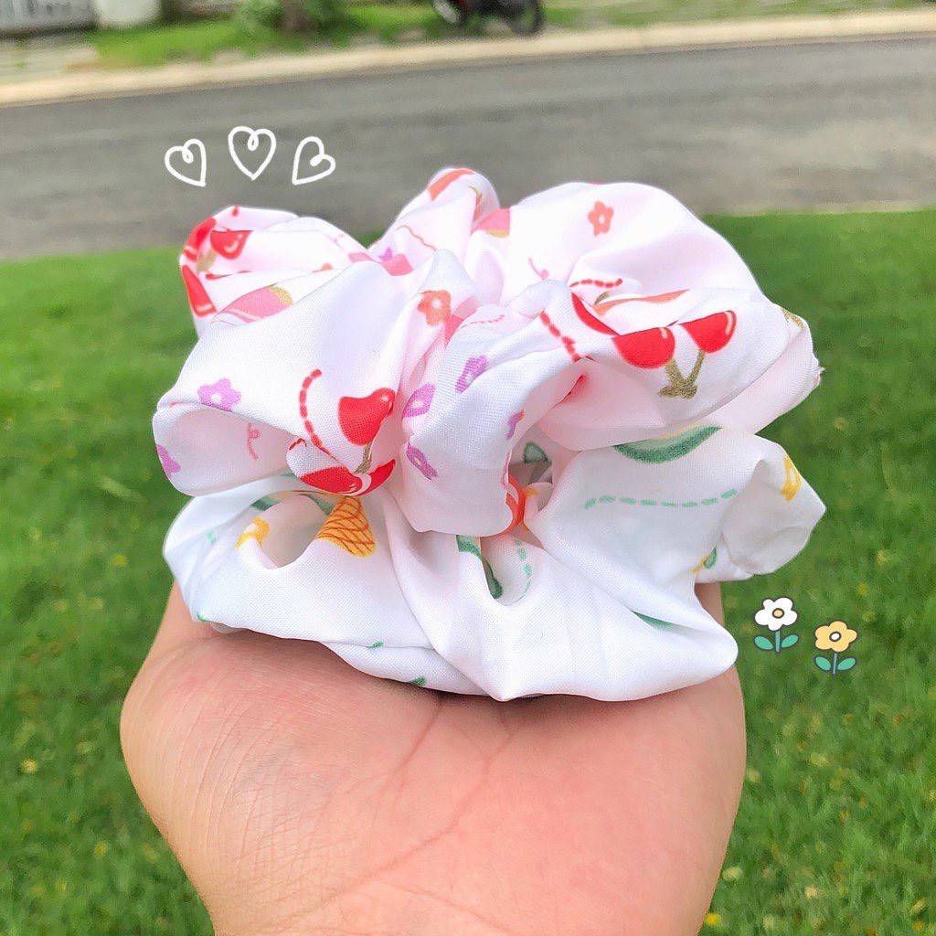 Dây cột tóc vải scrunchies trái cây, đồ buộc tóc crunchies phụ kiện tóc