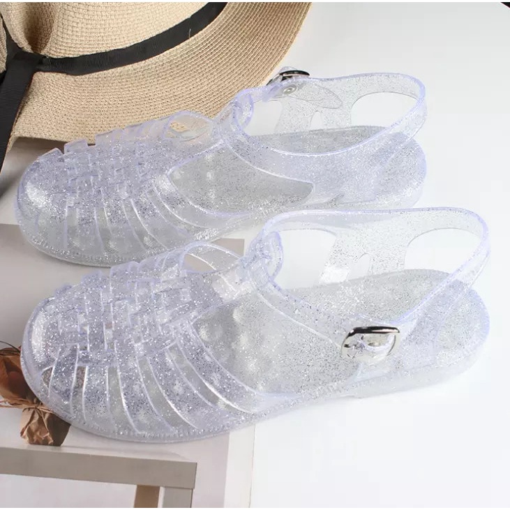Giày Rọ Nhựa Dẻo Trong Suốt Đế Thấp Chống Trượt Chống Thấm Nước
