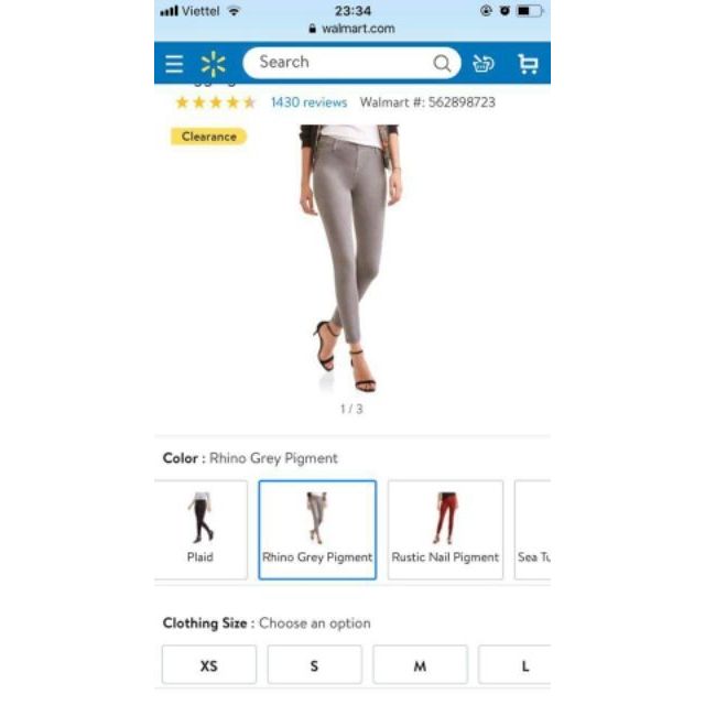 Quần stretch jegging Walmart - Faded Glory women's full length knit colour jegging