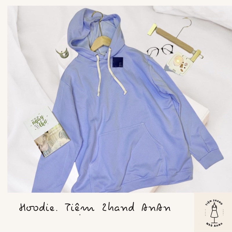 Áo Hoodie Ulzzang Lót Lông Xanh Pastel Dáng Rộng Giấu Quần