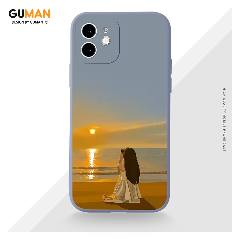 Ốp lưng GUMAN silicon mềm chống bẩn viền vuông độc lạ cặp đôi dễ thương đẹp ngộ nghĩnh yêu nhau Cho iPhone 14 13 12 11 Pro Max SE 2020 X XR XS 8 7 ip 6S 6 Plus kute XYM912