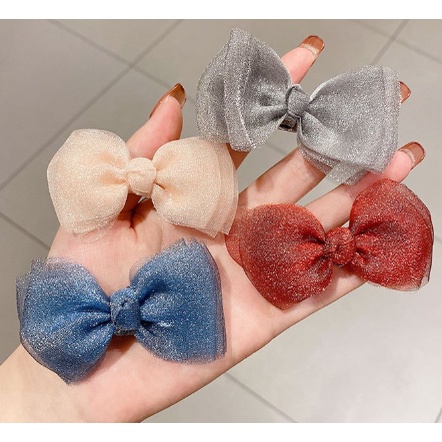 Set 2 kẹp tóc nơ phong cách công chúa thời trang xinh xắn cho bé gái