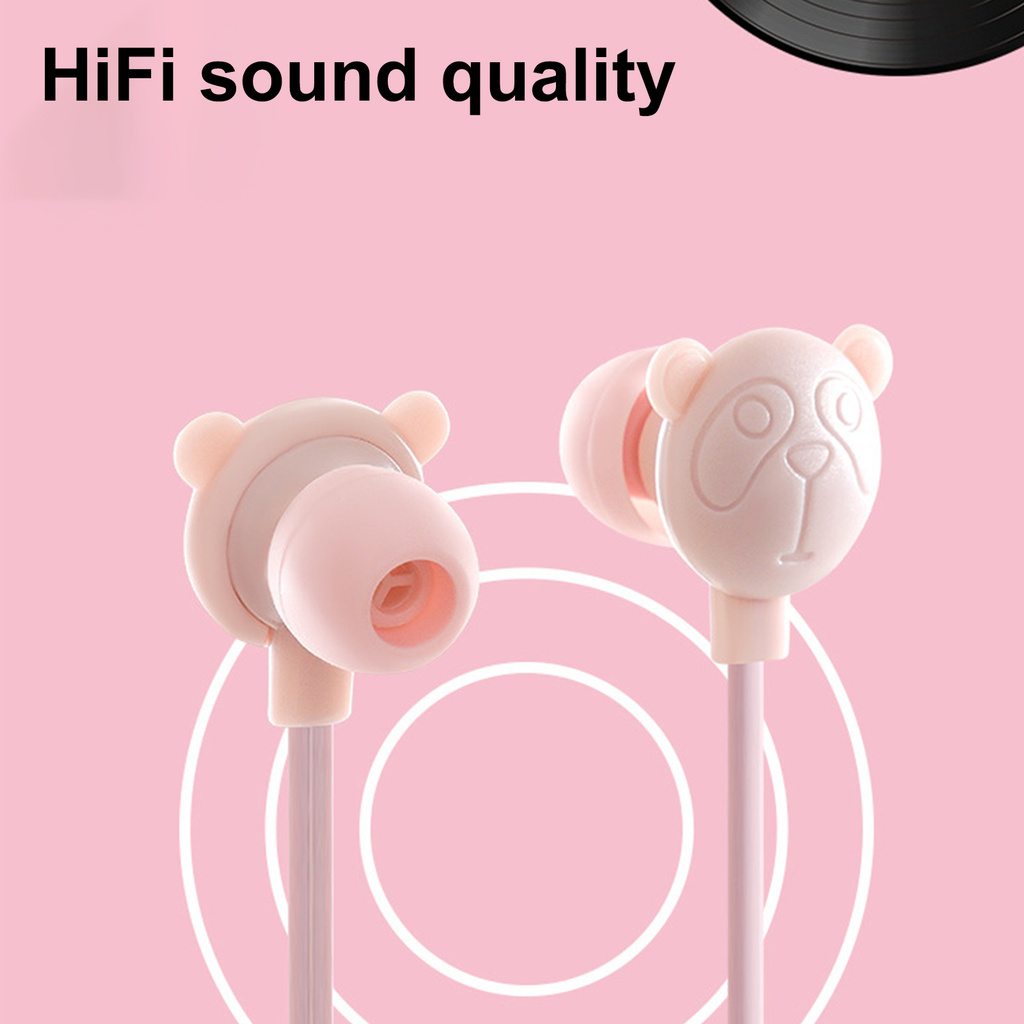 Tai Nghe Nhét Tai Có Dây 3.5mm Hình Gấu Đáng Yêu Cho Bé Gái | BigBuy360 - bigbuy360.vn