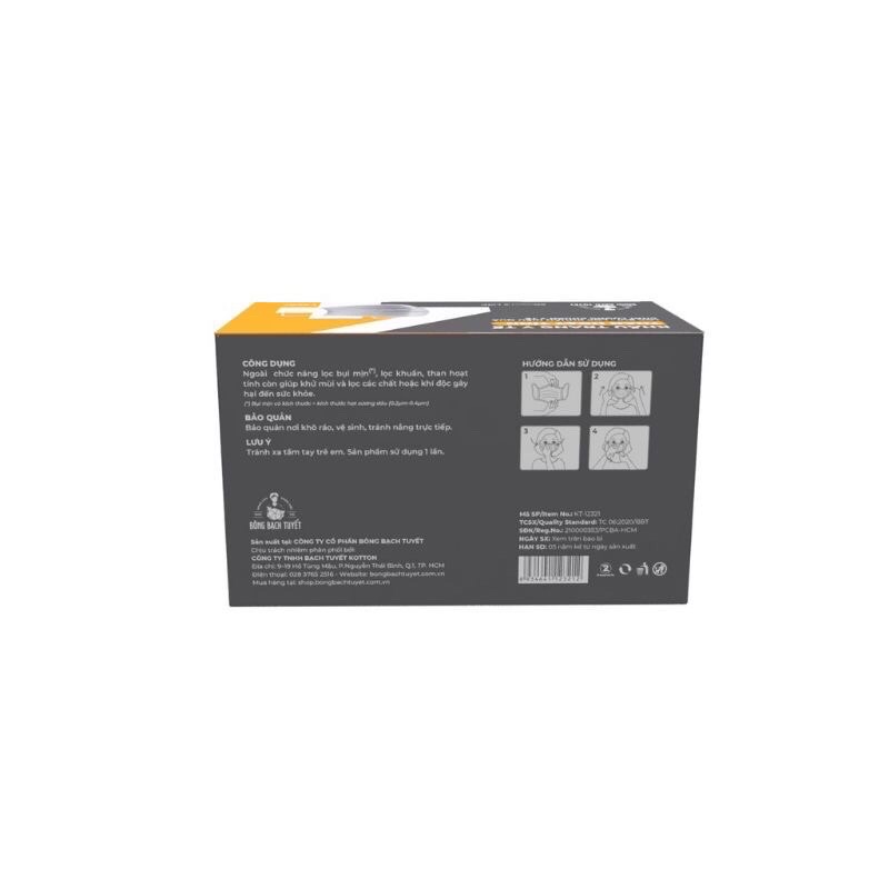 KHẨU TRANG 4 LỚP THAN HOẠT TÍNH BẠCH TUYẾT