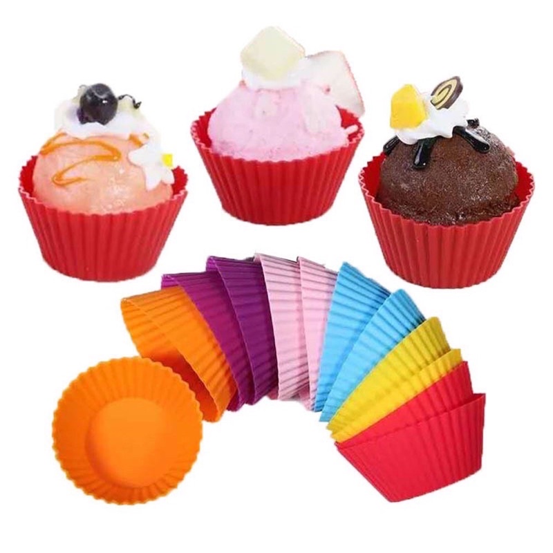 Khuôn làm bánh silicon, khuôn cupcake làm muffin, dụng cụ làm bánh, đồ ăn dặm cho bé