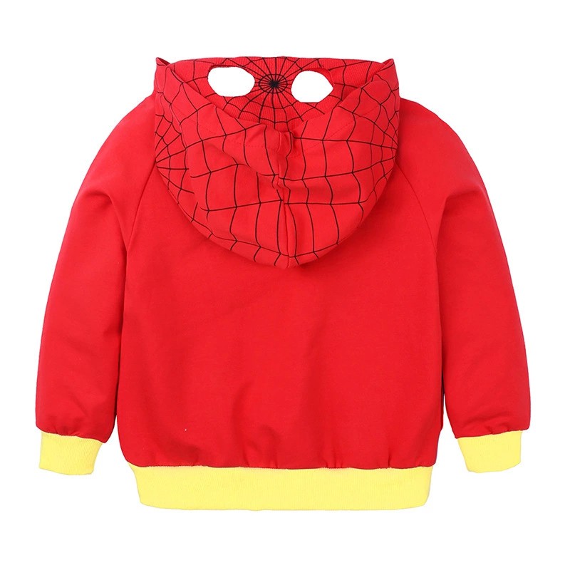 2-7Y Kids Cotton Coat Cartoon Outwear Boys Casual Spiderman Hoodies Cosplay Costume