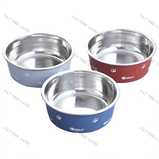 BÁT ĂN CHÓ MÈO BẰNG INOX (THÉP KHÔNG GỈ) DÀY 2 LỚP, KIỂU BẮC ÂU, BỌC VIỀN CAO SU CHỐNG TRƠN TRƯỢT