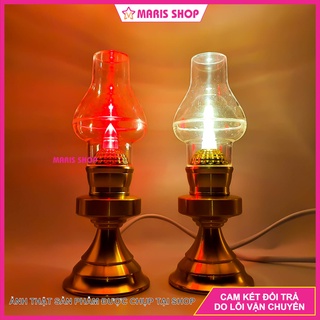 Đèn dầu LED VỎ NHÔM NGUYÊN KHỐI cao cấp để bàn thờ Phật, bàn thờ ông bà, gia tiên, đèn bàn thờ cao cấp sử dụng điện 220v