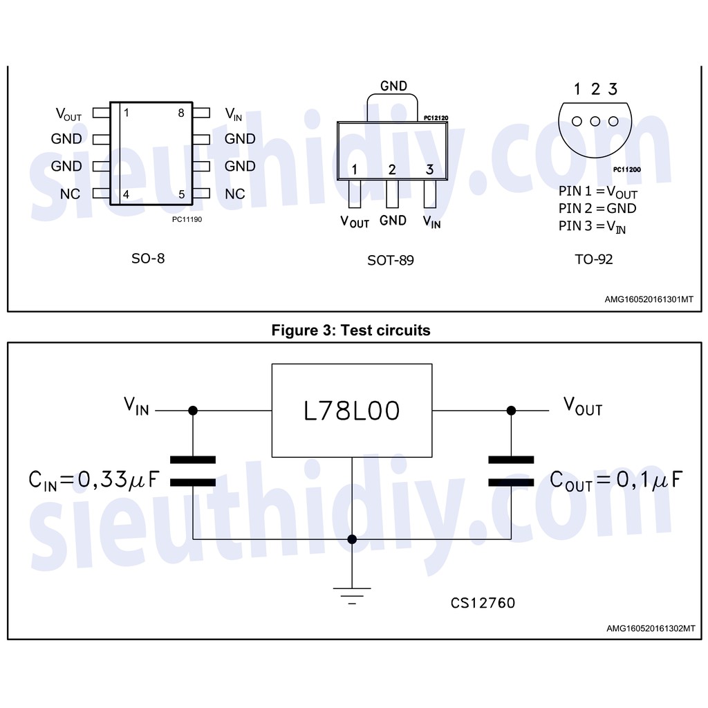 IC ổn áp 5VDC L78L05ACZ L78L05A ST To-92 ST Vin max 30VDC I max 100mA