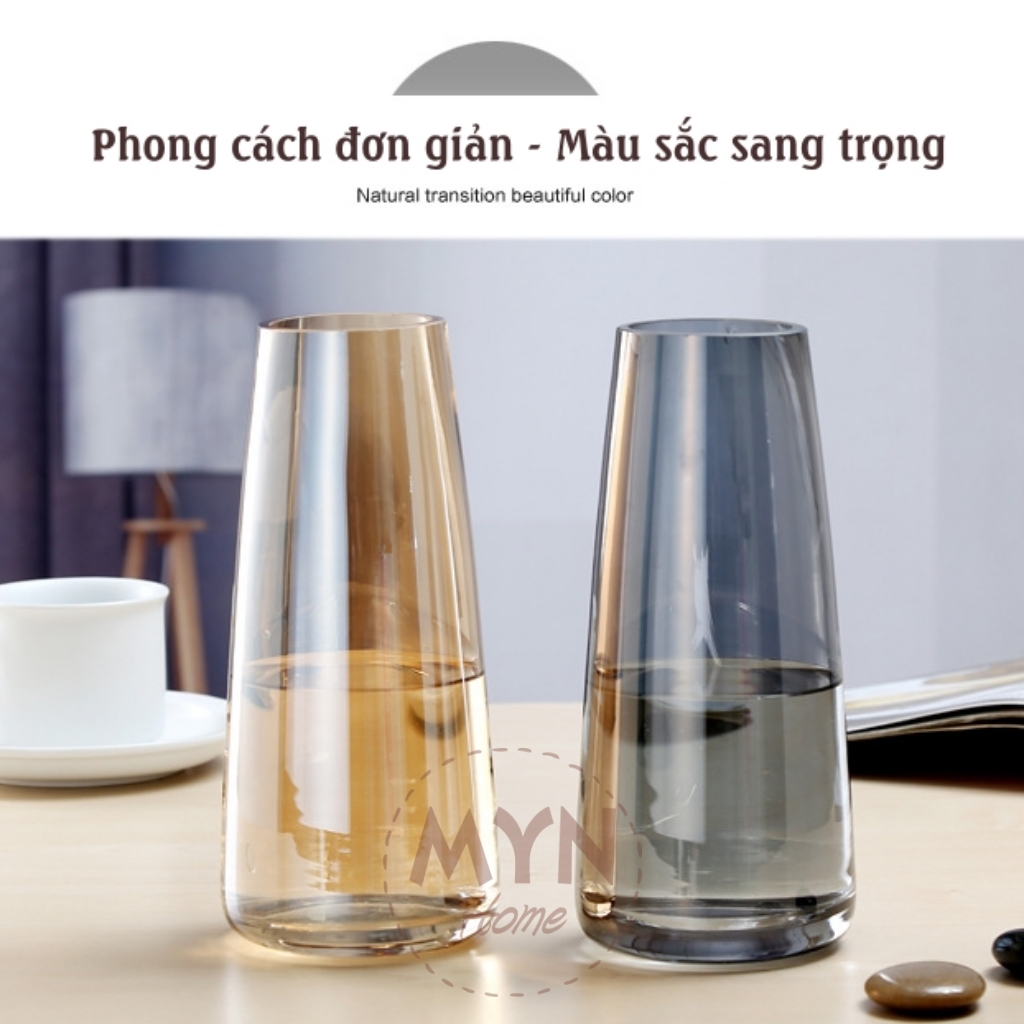 Lọ hoa thủy tinh Symphony - Phong cách Bắc Âu cao 22cm - 3 màu MYN Home