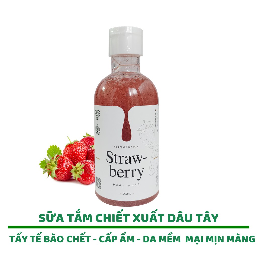 Sữa Tắm Hương Thơm Trái Cây Tẩy Tế Bào Chết chiết xuất Kiwi/ Cherry/ Dâu Tây chai 260ml - ST001 | BigBuy360 - bigbuy360.vn