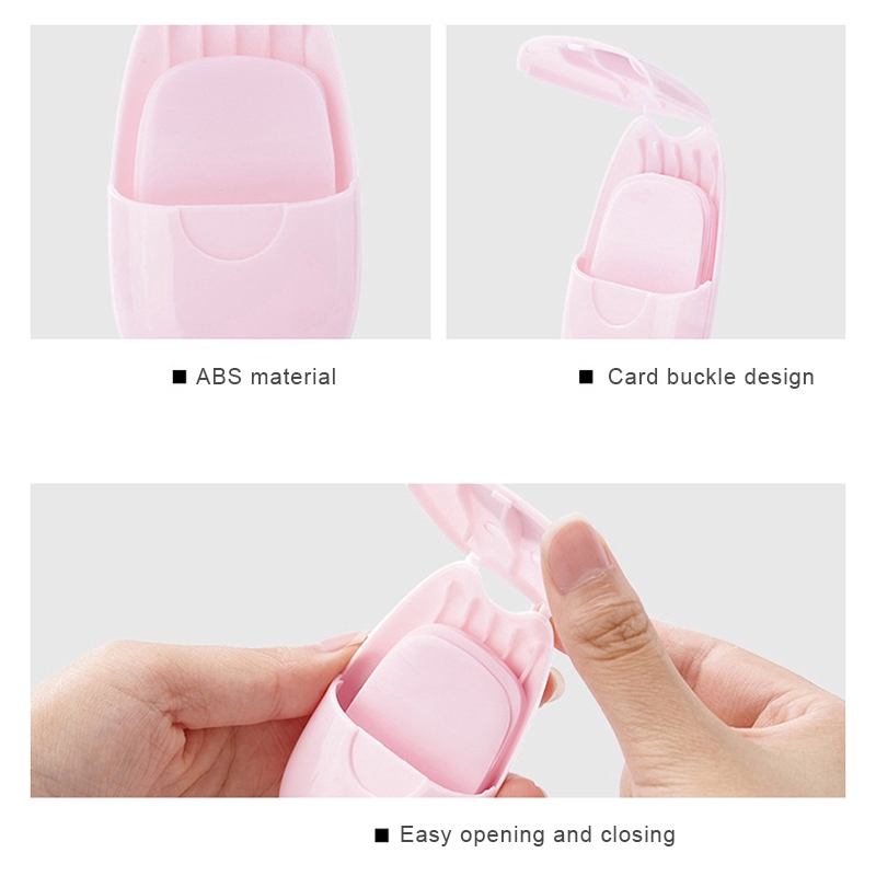 Hộp 50 Tờ Xà Phòng Giấy Mini Dùng Một Lần Tiện Lợi Khi Đi Du Lịch Có Hộp Đựng