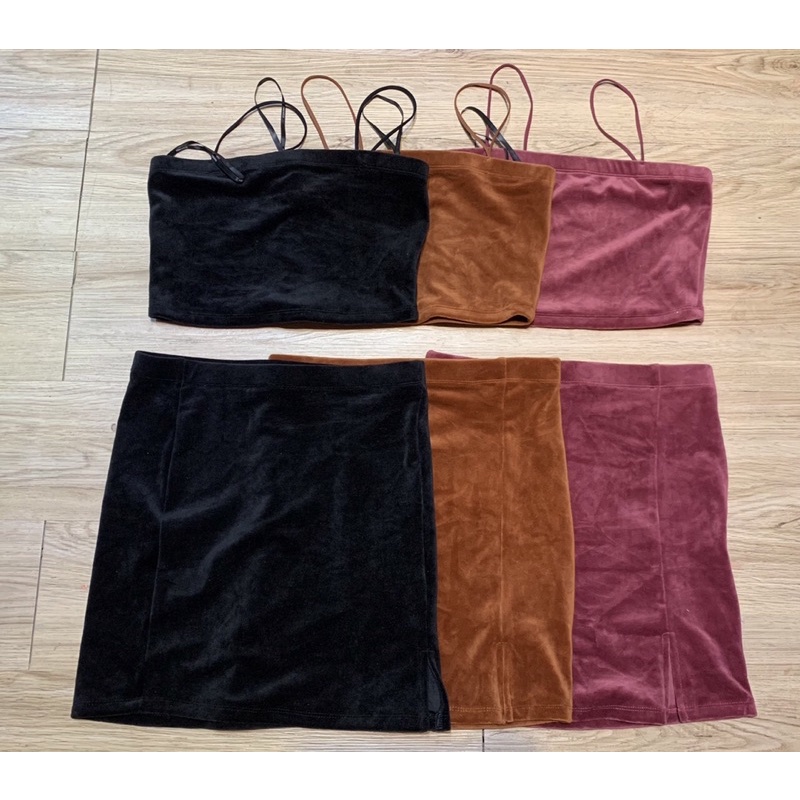 Set bộ nhung ôm dây bún