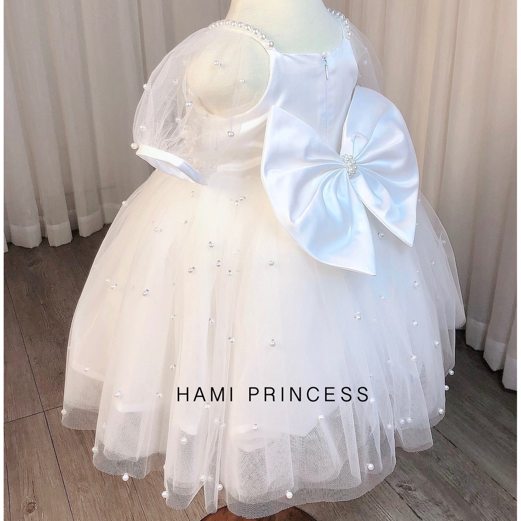 Váy Công Chúa Hạt Trai Ren Hoa Đáng Yêu Cho Bé Gái HAMI PRINCESS ❤️ Tặng Kèm Phụ Kiện