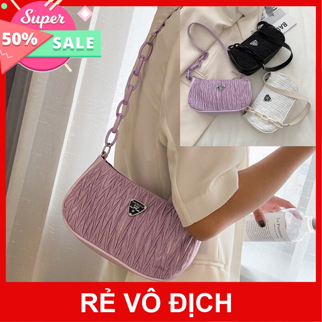 Túi Kẹp Nách Nữ Vân Xước Quai Xích Cao Cấp