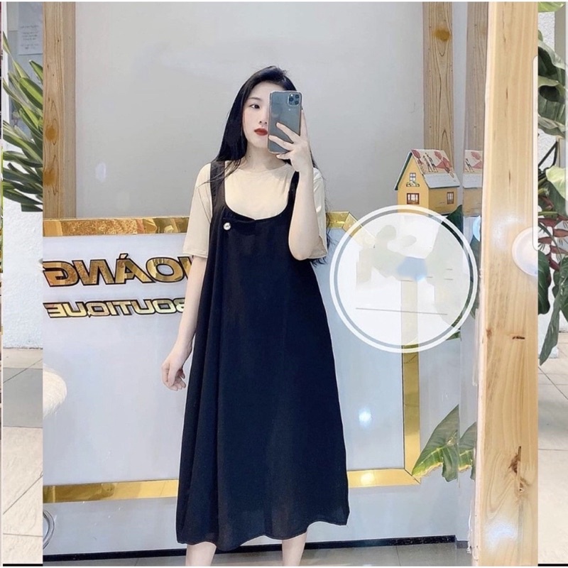 Set yếm bầu kèm áo dài qua gối siêu đẹp