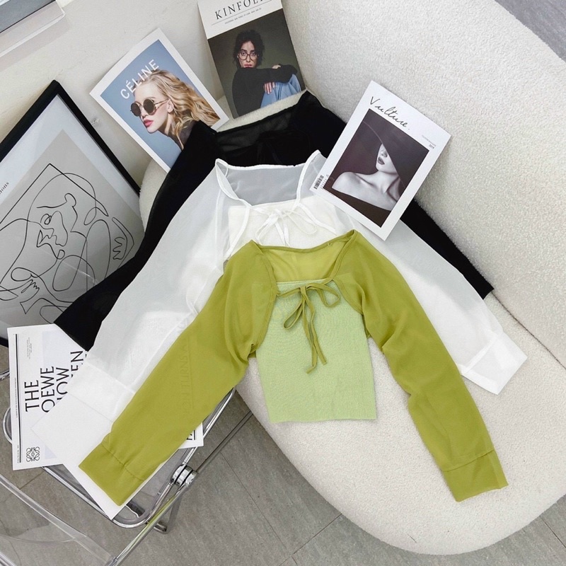 Set áo crop kèm khoác nhẹ siêu xinh