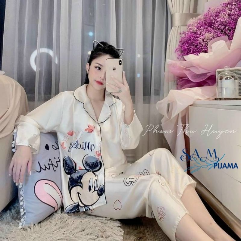 Đồ bộ nữ hàn quốc, bộ ngủ nữ, chất lụa latin cao cấp, Sam pijama