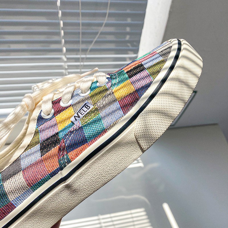 [Mã FAGREEN245 giảm 10% tối đa 30k đơn từ 99k] Giày Vải nữ dây buộc Kẻ ô nhiều màu hot hit 2020 | BigBuy360 - bigbuy360.vn