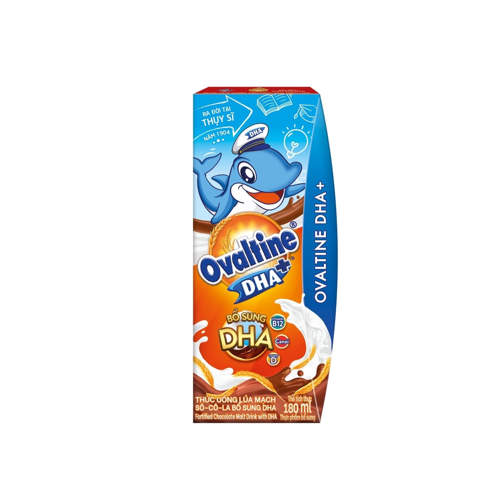 Thức uống lúa mạch hương vị sô-cô-la Ovaltine DHA+ công thức mới (180ml x 4)