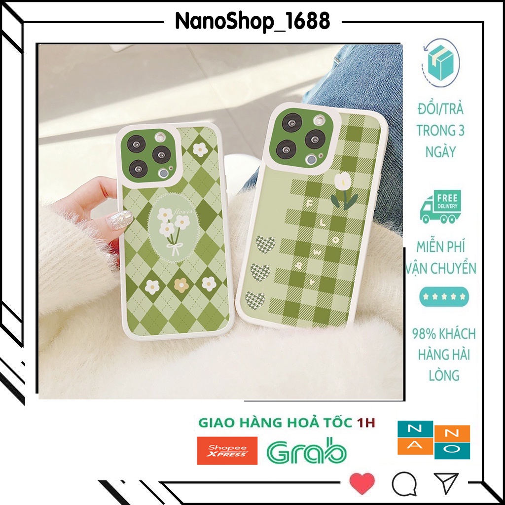 Ốp Lưng Iphone Cạnh Vuông, Bảo Vệ Camera Hình Hoa Xanh Lá 7Plus,8plus,x,xs,xsmax,11,11promax,12,12promax,13,13promax