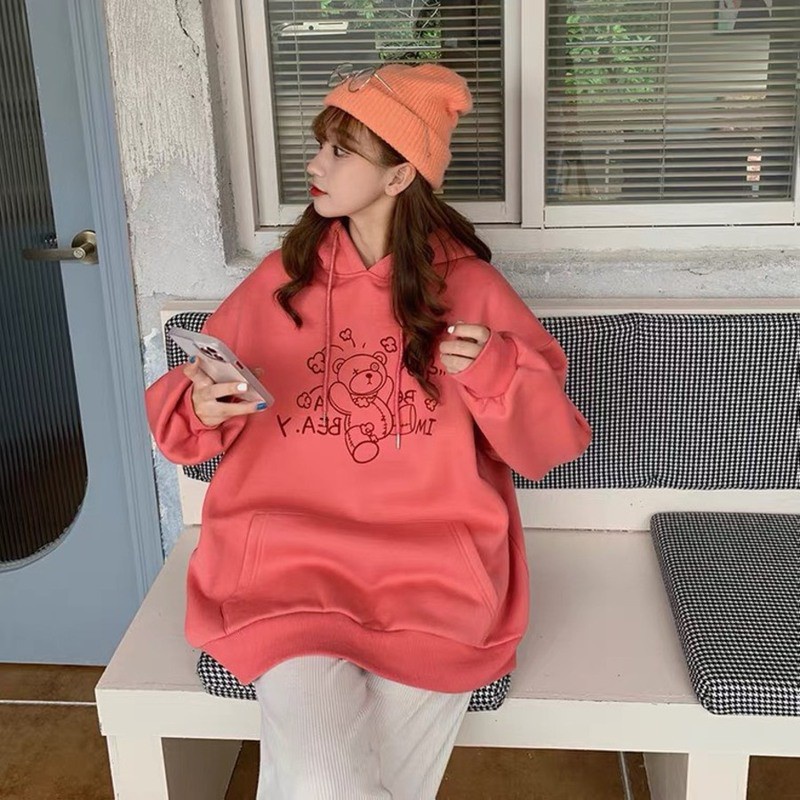 [ANEK01 giảm 10%] Áo Khoác Thun Nỉ Hoodie THIFU FASHION In Hình Con Gấu Dáng Rộng Nam Nữ Nón 2 Lớp Chuẩn Form Freesize D | BigBuy360 - bigbuy360.vn