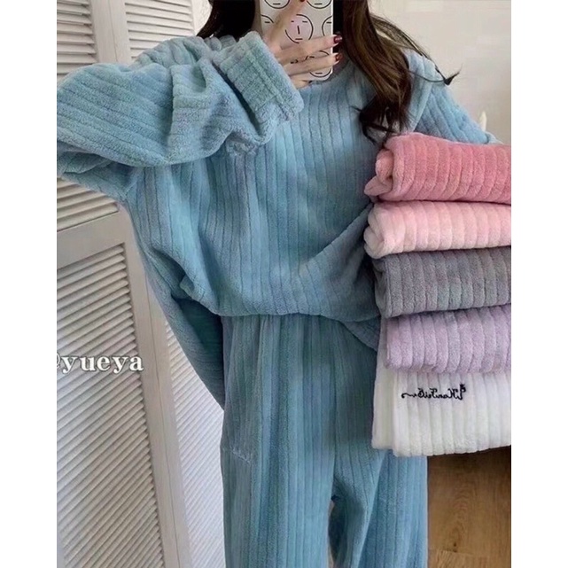 Bộ ngủ mặc nhà nỉ bông mềm mịn hot mùa đông 2021