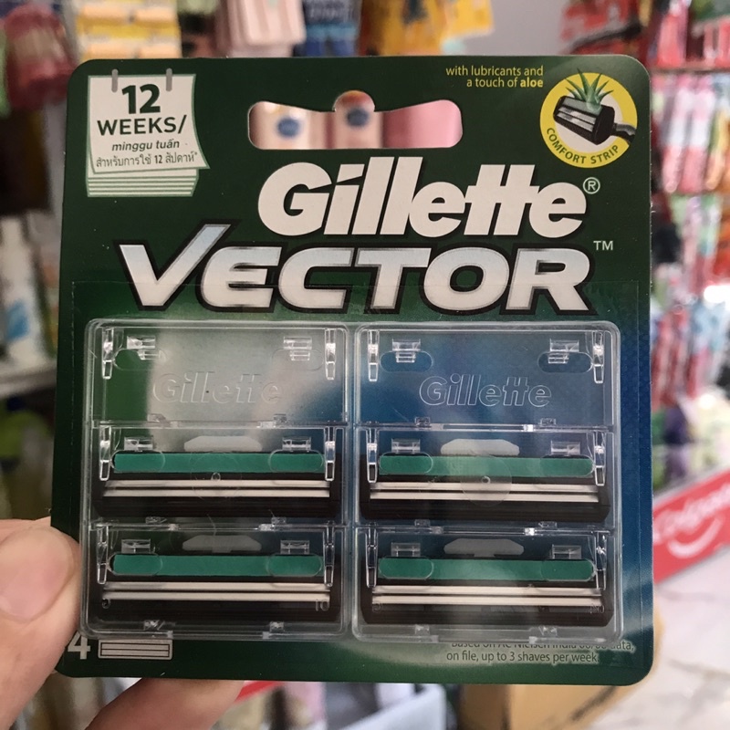 Vỉ 4 lưỡi dao cạo râu Gillette Vector (lưỡi kép)