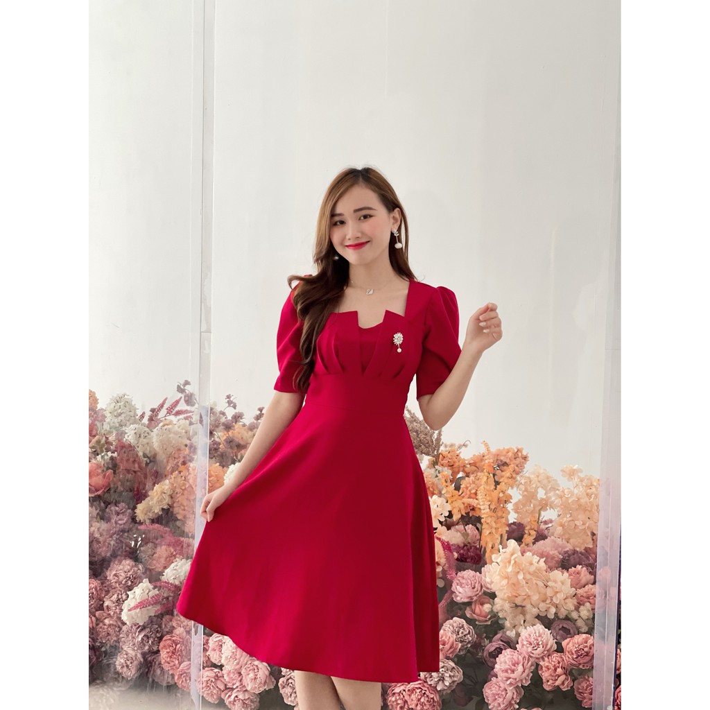 [Mã WASTMAY giảm 15% tối đa 30K đơn 150K] Đầm dự tiệc dáng xòe đáp ngực cao cấp Emvy- K31 | BigBuy360 - bigbuy360.vn