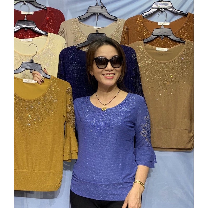 Áo thun voan trung niên kim sa cao cấp