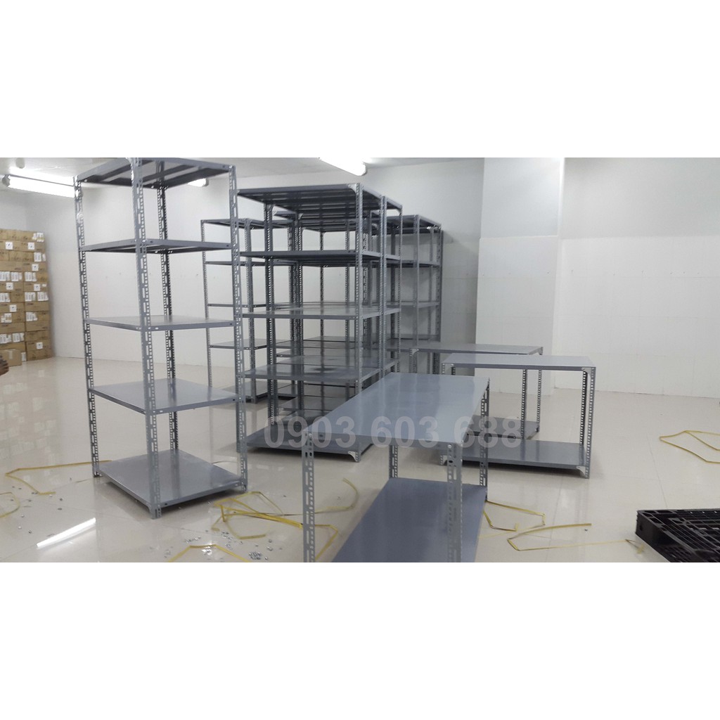 Kệ sắt 2 tầng rộng 0,4m x dài 1m x cao 0,6-0,8m, v lỗ đa năng