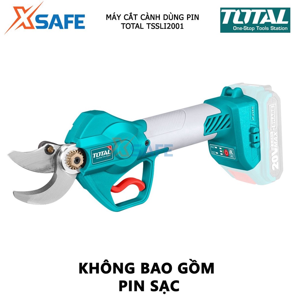 Máy cắt cành dùng pin TOTAL TSSLI2001 mô tơ không chổi than, điện thế 20V, đường kính cắt 20-30mm, không kèm pin sạc