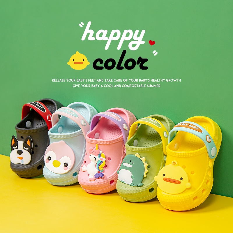 Giày sandal CHEERFUL MARIO thiết kế nhiều lỗ kiểu hoạt hình dễ thương cho bé trai và bé gái