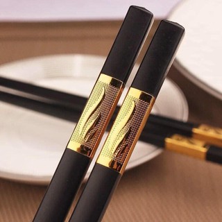bộ 10 đôi đũa nhựa nhật bản hàn quốc dùng ăn cơm cao cấp khảm vàng chịu nhiệt chống trơn tốt hơn đũa gỗ