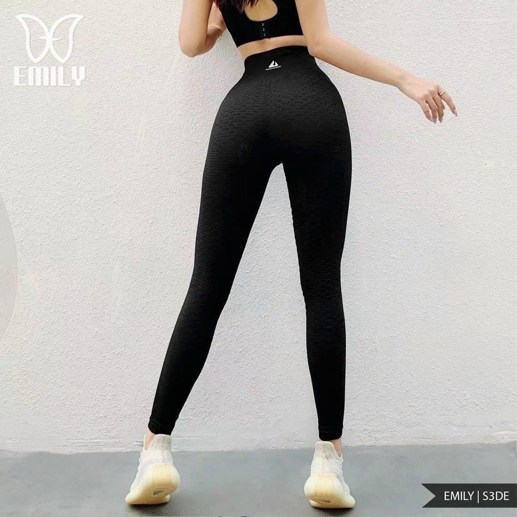 Quần legging tập gym yoga aerobic nữ cạp cao chun nâng mông siêu tôn dáng vải dệt kim siêu co giãn Emilyclothings QT02 | BigBuy360 - bigbuy360.vn