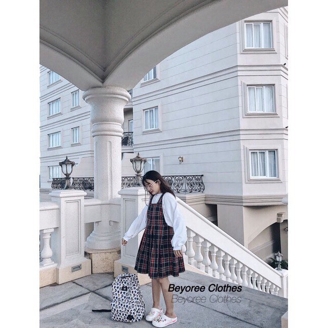 Váy babydoll yếm kẻ caro style Hàn Quốc | BigBuy360 - bigbuy360.vn