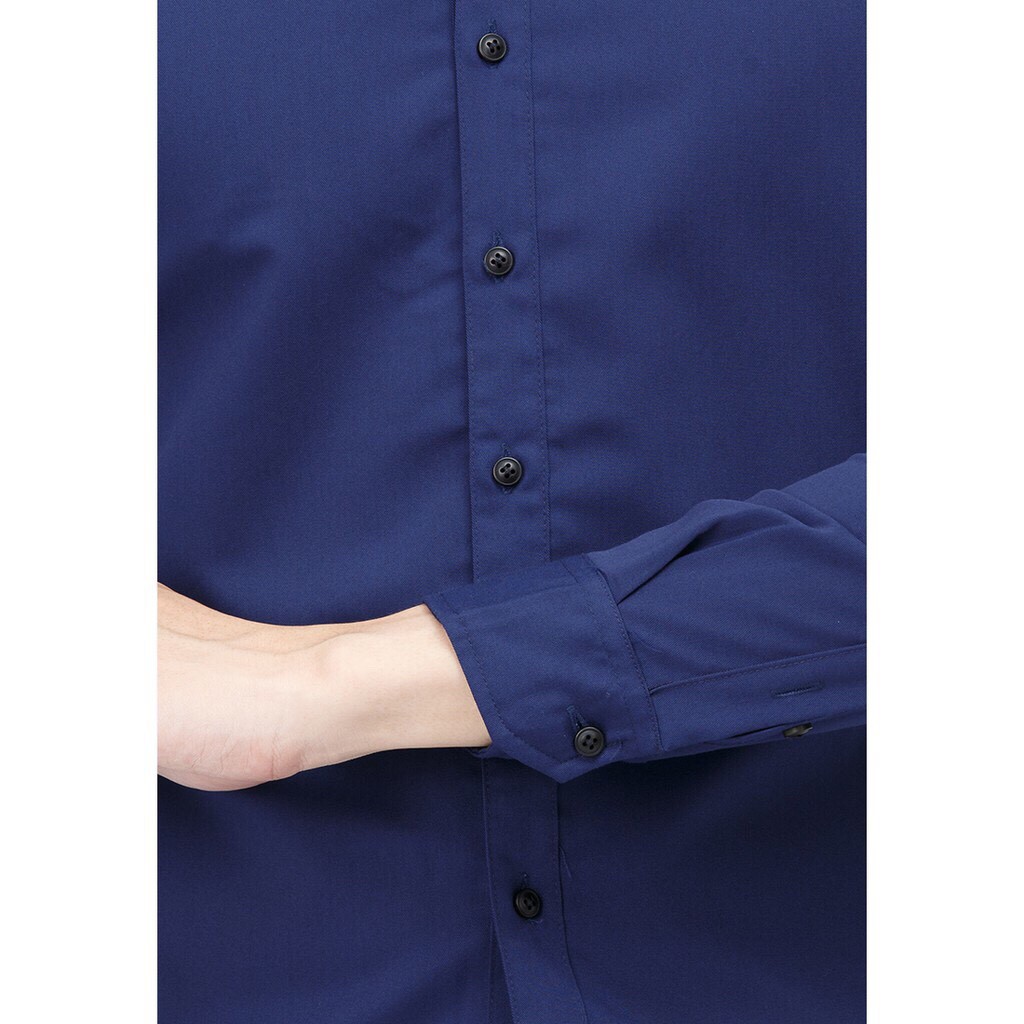 Sơ mi nam hàn quốc xanh đậm dáng trơn vải cotton lụa | BigBuy360 - bigbuy360.vn