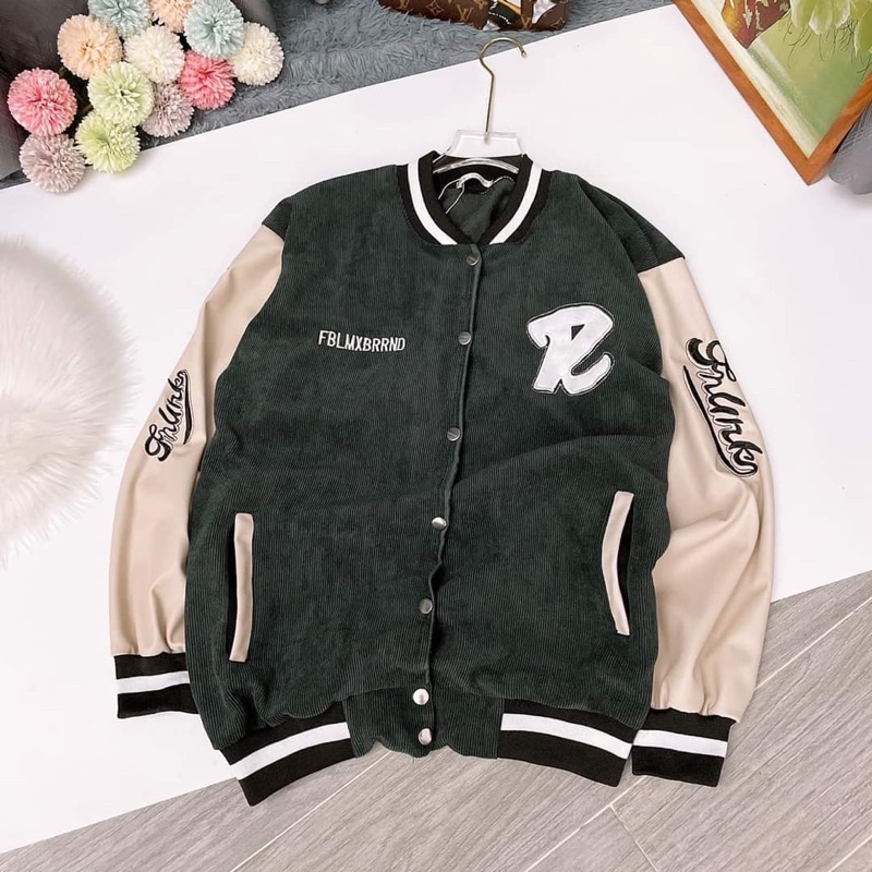 Áo Khoác Bomber Chữ R Phối Tay Cực Chất