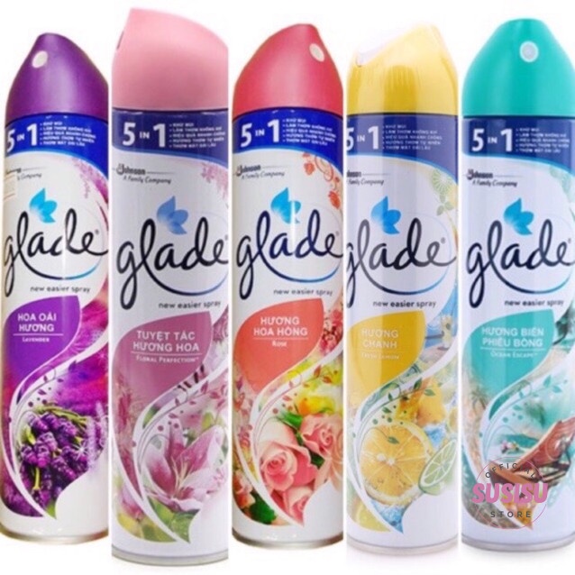 Chai xịt thơm phòng Glade sịt phòng Hoa Oải Hương/Tuyệt tác hương hoa/chanh/trầm hương/sakura khử mùi hôi 280ml