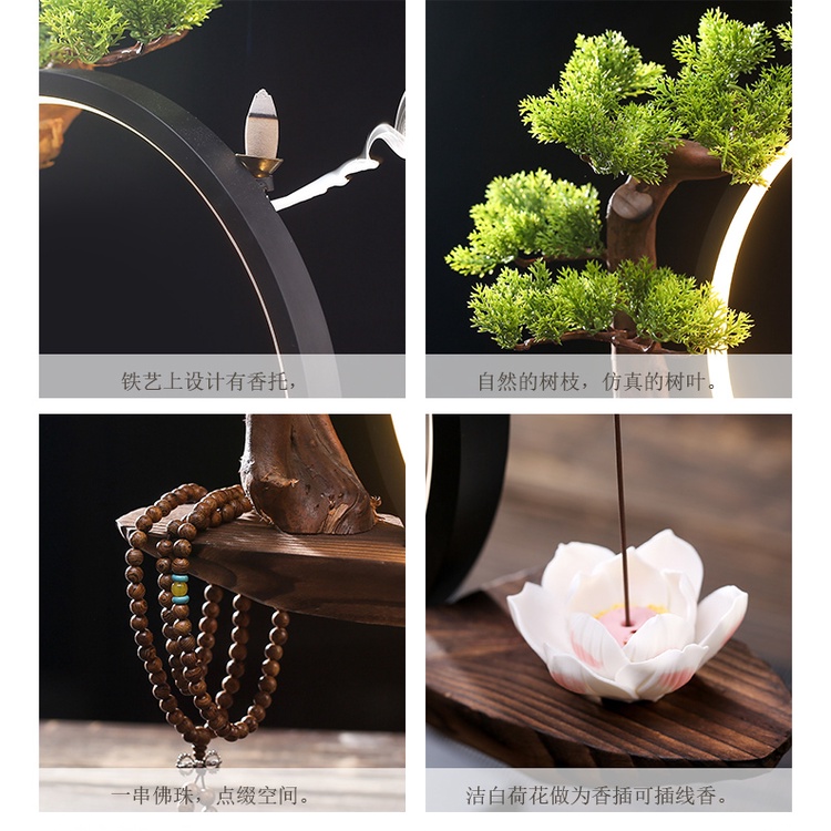 Tượng Phật Bà Quan Âm - Tháp hương chảy ngược Trang trí Thiền sáng tạo với đèn LED