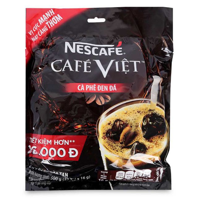 Set 2 gói Cà phê hòa tan Nescafe Việt bịch đen gói 16gr