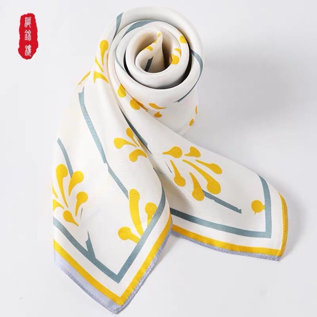 Khăn turban lụa vuông cao cấp choàng cổ size 70x70cm thanh lịch đa năng dùng làm áo yếm in hoa
