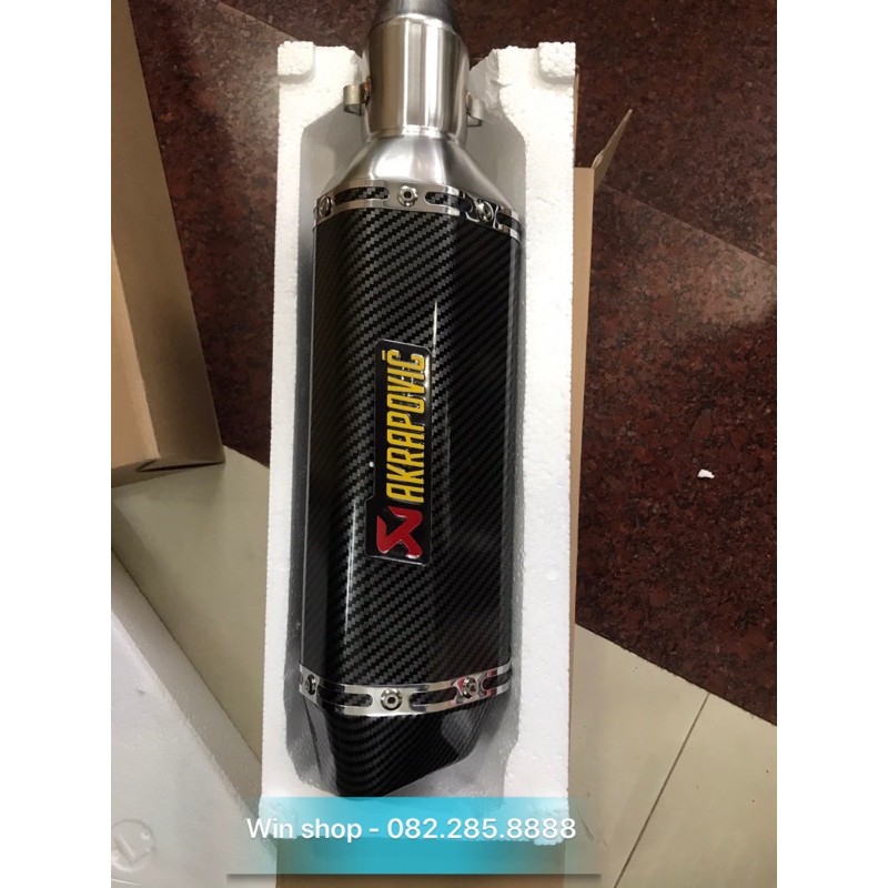 Lon bô AKRAPOVIC lục giác dành cho xe máy - 2 màu cacbon/titan