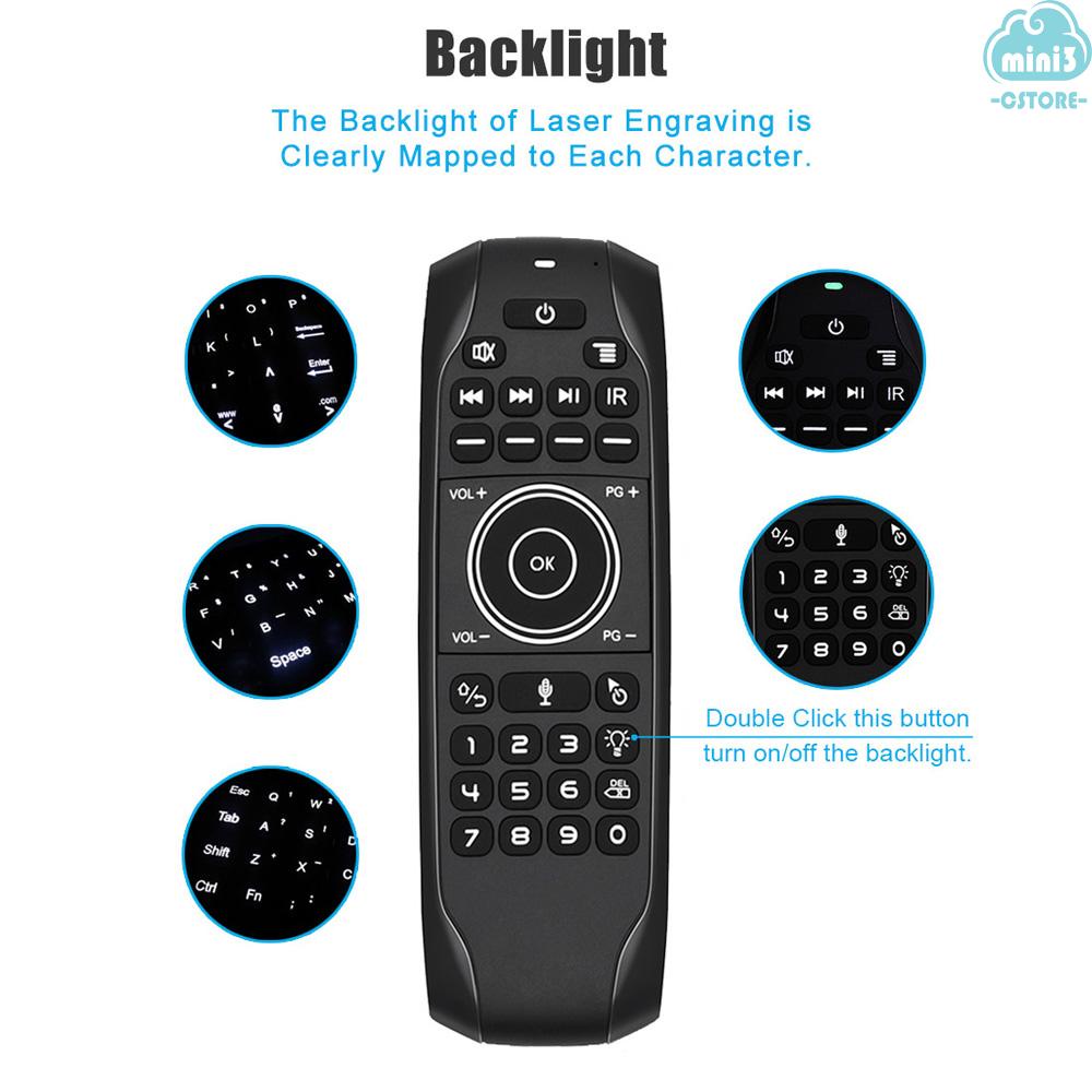 (V06) Backlit 2.4G Air Mouse Wireless Keyboard Voice Control 6-Axis Motion Sensing Backlight IR Learning for Smart TV Android TV BOX PC
