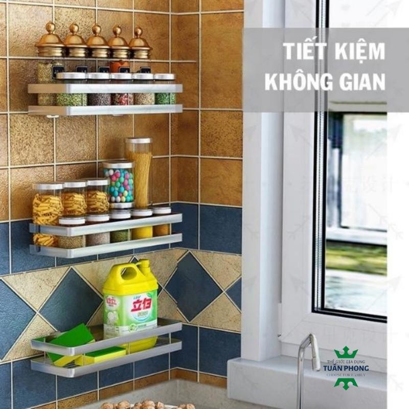 Kệ Gia Vị Inox Cao Cấp Dán Tường (Không Cần Khoan Tường).Giá Để Gia Vị Inox 304 Tiện Lợi