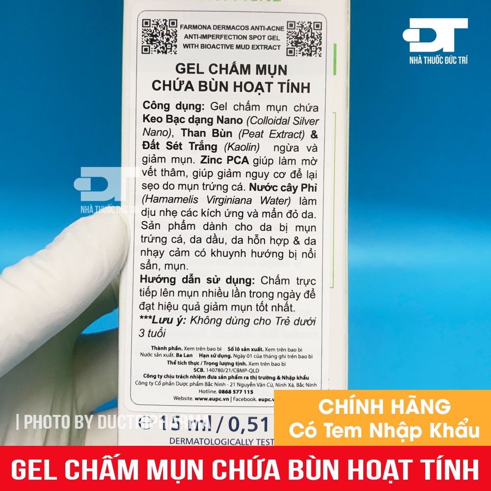 Dermacos Gel Chấm Mụn Chứa Bùn Hoạt Tính - Farmona Dermacos Anti Acne Imperfection Spot Gel