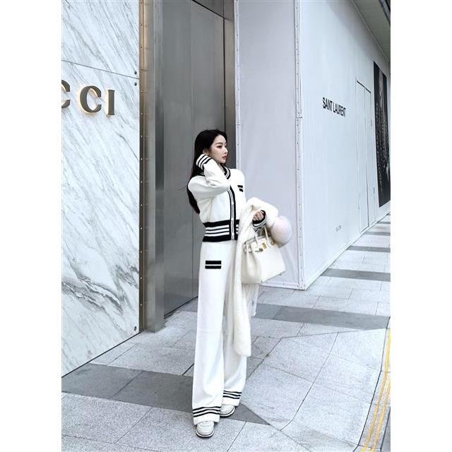 Bộ Áo Khoác Cardigan Dệt Kim + Quần Ôm Thời Trang Mùa Xuân Cho Nữ 2021