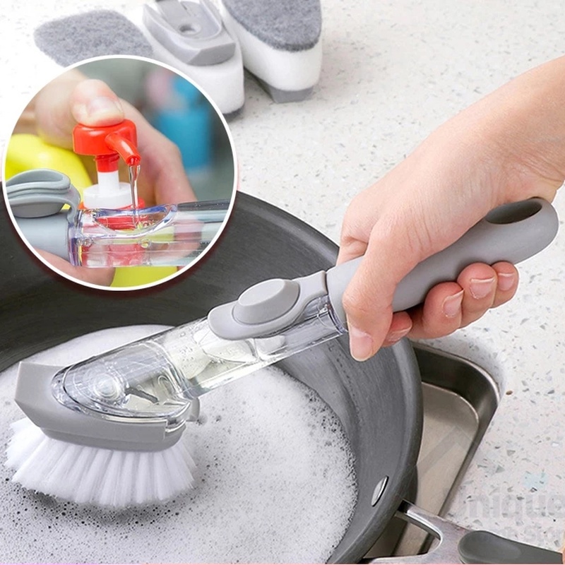 1 Set Miếng Bọt Biển Rửa Chén Đĩa Tay Cầm Dài Bằng Sợi Micro Không Mùi Đa Năng Chất Lượng Cao Cho Nhà Bếp